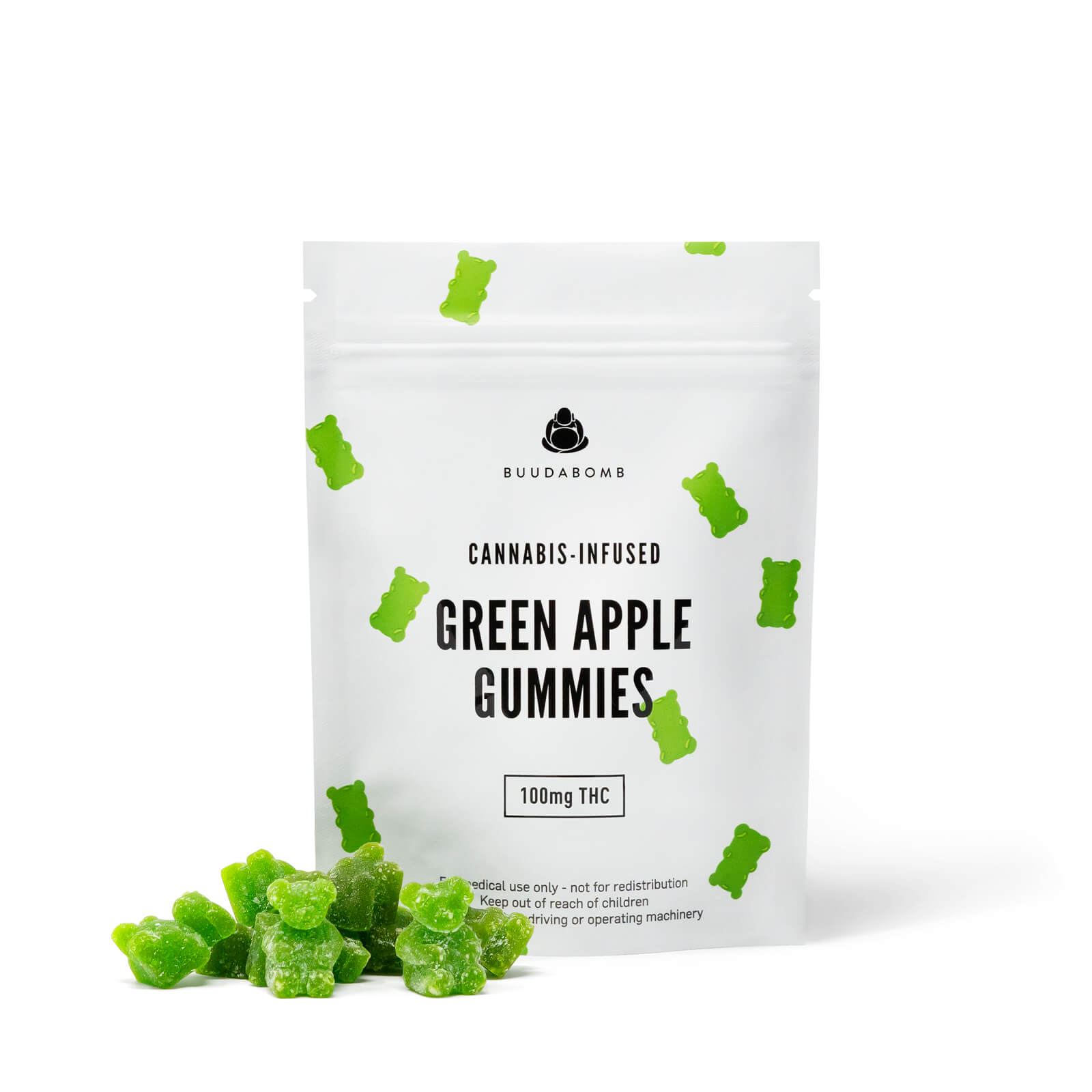 Buudabomb – Green Apple Gummies 100mg THC | BC Weed Edible Canada