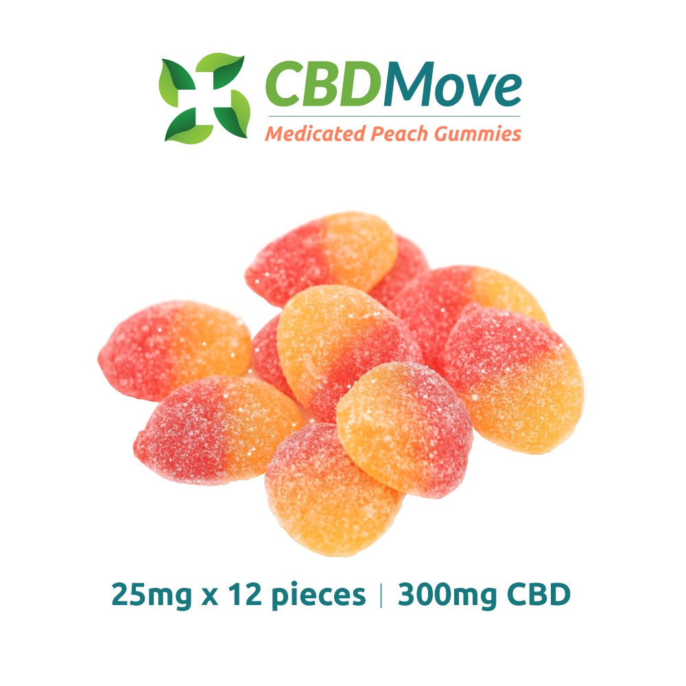 CBD Move – CBD Gummies – Vegan Peaches – 100mg | BC Weed Edible Canada