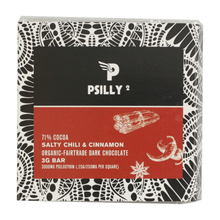 Psilly – Dark Chocolate Bar – Salty Chili & Cinnamon | BC Weed Edible Canada