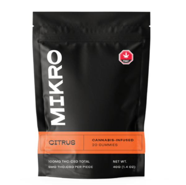 Mikro – 1:1 THC/CBD Gummies – 100mg – Citrus | BC Weed Edible Canada
