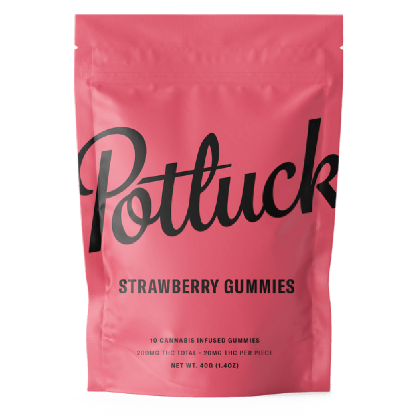 Potluck Extracts – Strawberry Gummies – 200mg THC | BC Weed Edible Canada