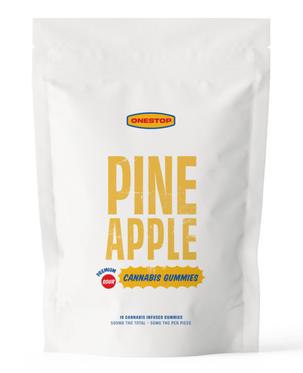 OneStop – Sour Pineapple THC Gummies 500mg | BC Weed Edible Canada
