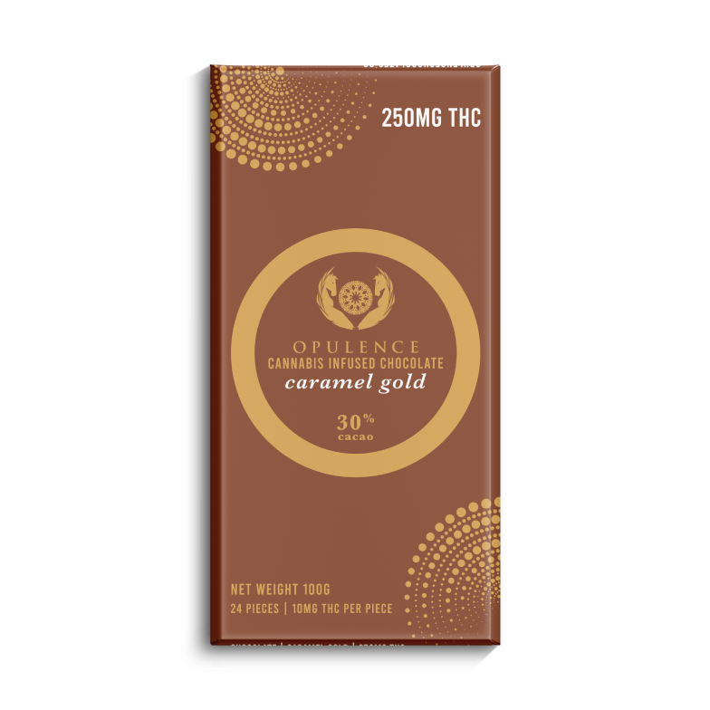 Opulence – THC Chocolate Bar – Caramel Gold | BC Weed Edible Canada